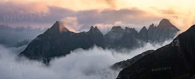 Mountains near SÃ¤ntis at sunrise, Appenzell Ausserrhoden, Appenzell Alps, Switzerland, Europe