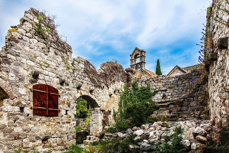 Accommodation for travellers, Svratiste za putnike, ruined town of Stari Bar, originally from the 11th century, is one of the most culturally and historically valuable sites in Montenegro, Stari Bar, Montenegro, Europe