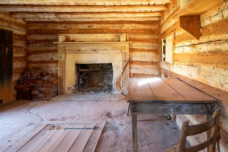 Hardy, Virginia, Booker T. Washington National Monument. This is the kitchen cabin, where Washington lived. The Monument encompasses the former James Burroughs plantation where Washington was born a slave in about 1856 and where he was freed from slavery in 1865. He went on to found the Tuskegee Institute