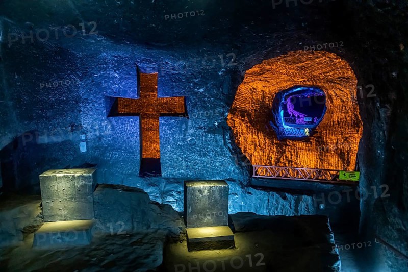 Christian cross, Salt cathedral of Zipaquira, Colombia, South America