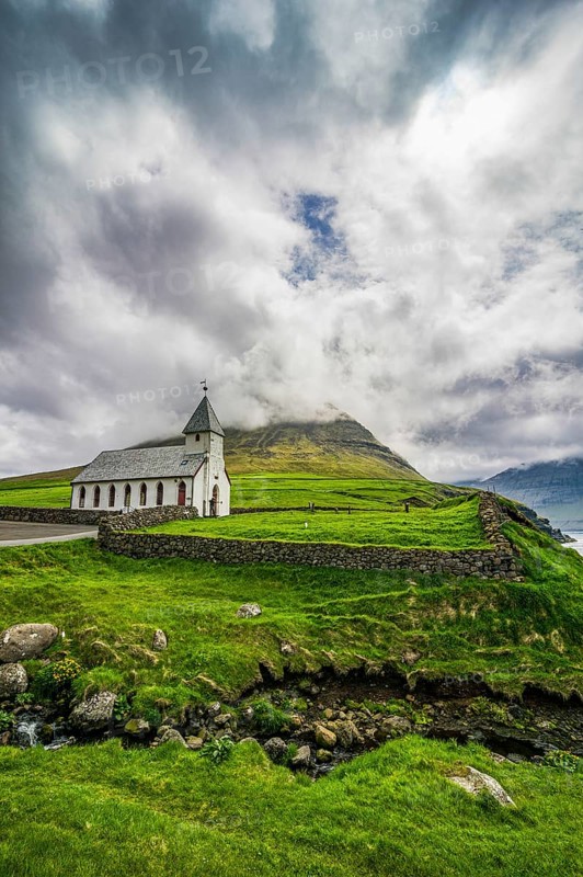 Vidareidi church in Vidoy, Faroe islands, Denmark, Europe