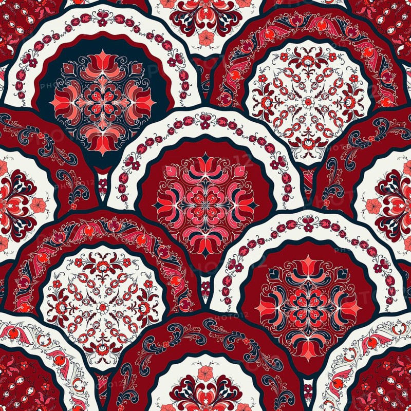 Vector floral decorative art design, seamless pattern for fabric print