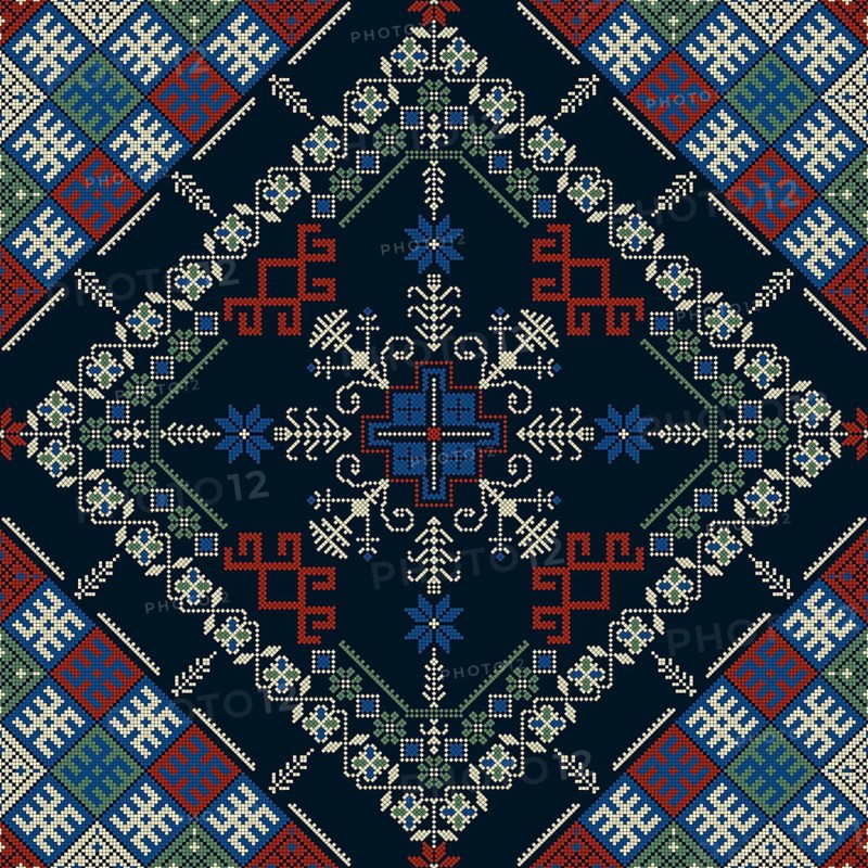 Traditional Latvian embroidery seamless pattern, vector illustration