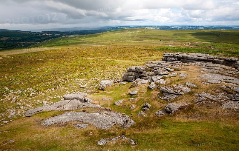 Upland granite landscape near Haytor, Dartmoor national park, Devon, England, UK