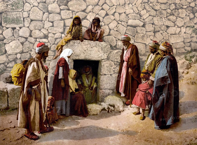 Das Grab des Lazarus, Bethany, Heiliges Land, Westjordanland, ca. 1890, Historic, digitally restored reproduction from a 19th century original, The tomb of Lazarus, Bethany, the Holy Land, West Bank, 1890, Historic, digitally restored reproduction from a 19th century original