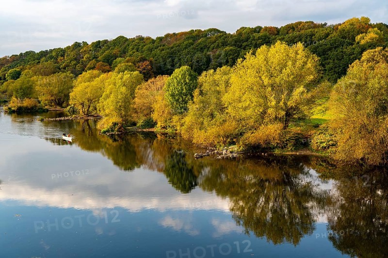 The Ruhr near Bochum-Stiepel, right and Hattingen-Blankenstein, North Rhine-Westphalia, Germany, Europe