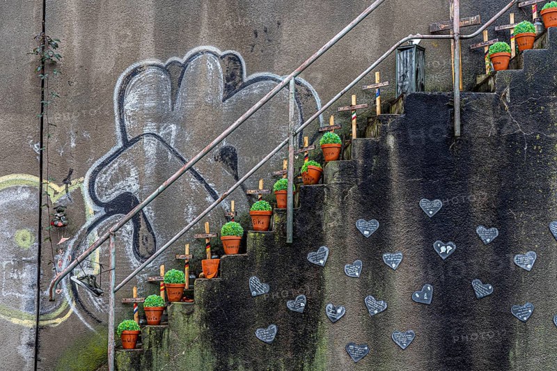 Memorial to the victims of the Love Parade disaster on 24 June 2010, in which 21 people died and over 500 were seriously injured, at the site of the disaster, at the Karl-Lehr-StraÃŸe tunnel, Duisburg