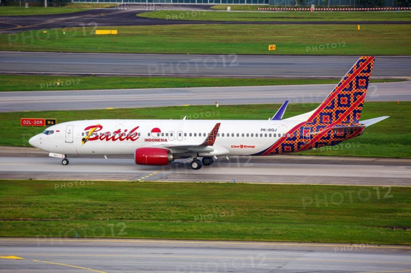A Boeing 737-800 aircraft of Batik Air Indonesia with the registration PK-BGJ at Changi Airport, Singapore, Asia