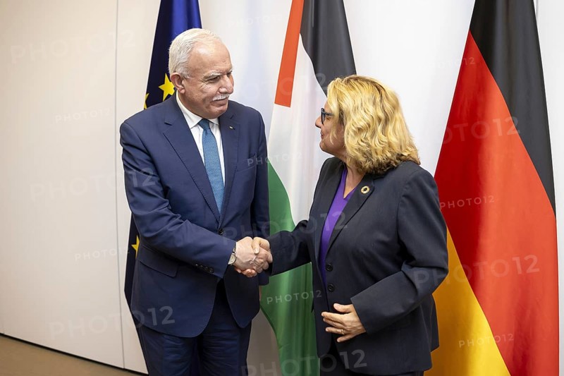 Federal Development Minister Svenja Schulze, SPD, in conversation with the Foreign Minister of the Palestinian Authority, Riad Malki. Berlin, 12.02.2024. Photographed on behalf of the Federal Ministry for Economic Cooperation and Development