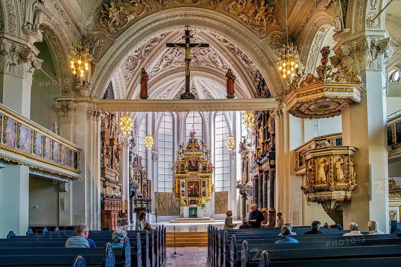 Interior of the town church with pulpit and chancel, Celle, Lüneburg Heath, Lower Saxony, Germany, Europe