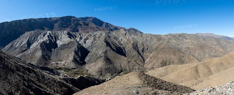 Mountain landscape on the Tizi-n-Tichka pass road, High Atlas, Morocco, Africa