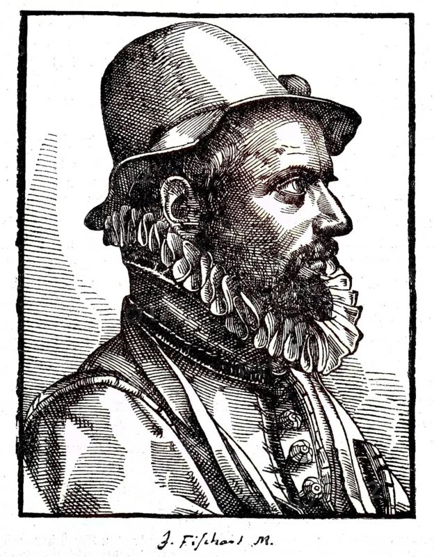 Johann Baptist Friedrich Fischart, called Mentzer, 1546 or 1547 -1591, was an early New High German writer and poet, digital reproduction of an original from the 19th century, original date unknown
