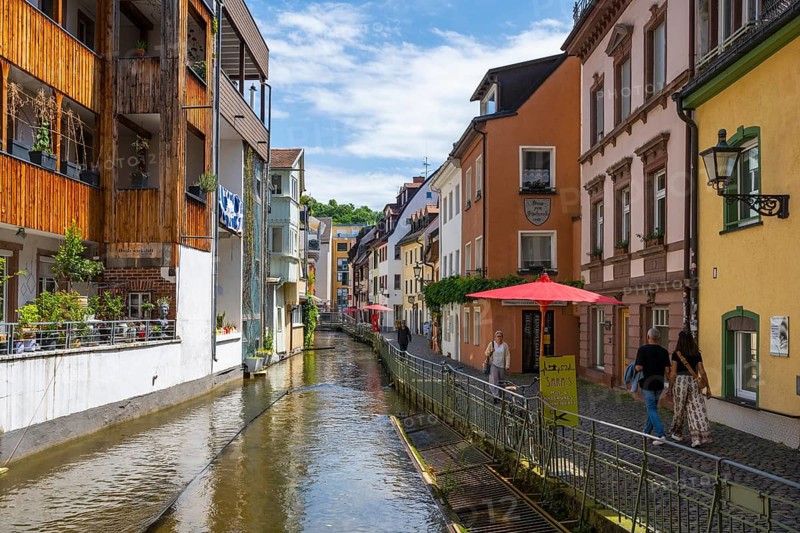 The Gewerbekanal, Fischerau, in the historic city centre of Freiburg im Breisgau, Baden-Württemberg, Germany, Europe
