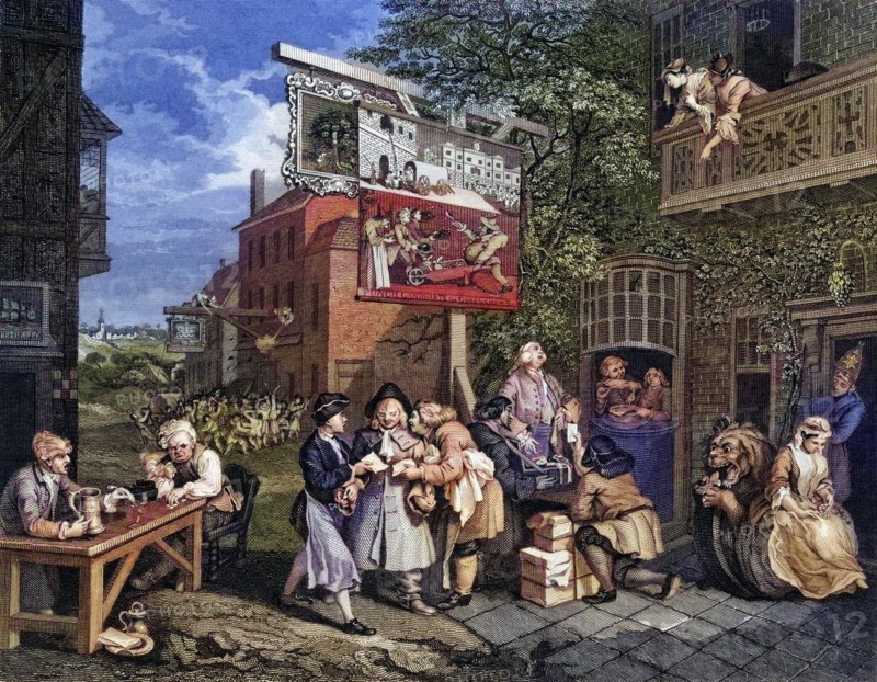 The Election Canvassing for Votes Engraved by T E Nicholson after Hogarth from The Works of Hogarth published London 1833, Historic, digitally restored reproduction from a 19th century original, Record date not stated