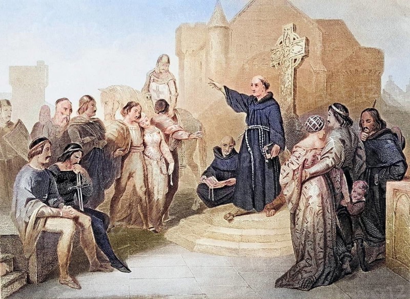 Crusade sermon in 11th century England From: The National and Domestic History of England by William Aubrey, London c. 1890, Historical, digitally restored reproduction from a 19th century original, Record date not stated