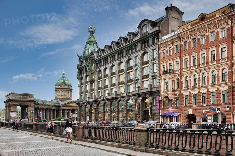 Singer house and Kazan Cathedral. St. Petersburg. Russia