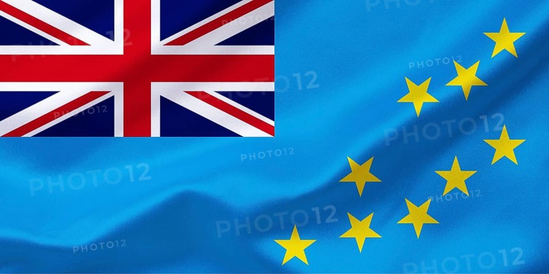 The flag of Tuvalu, country in Oceania, island state, parliamentary monarchy, Pacific, studio