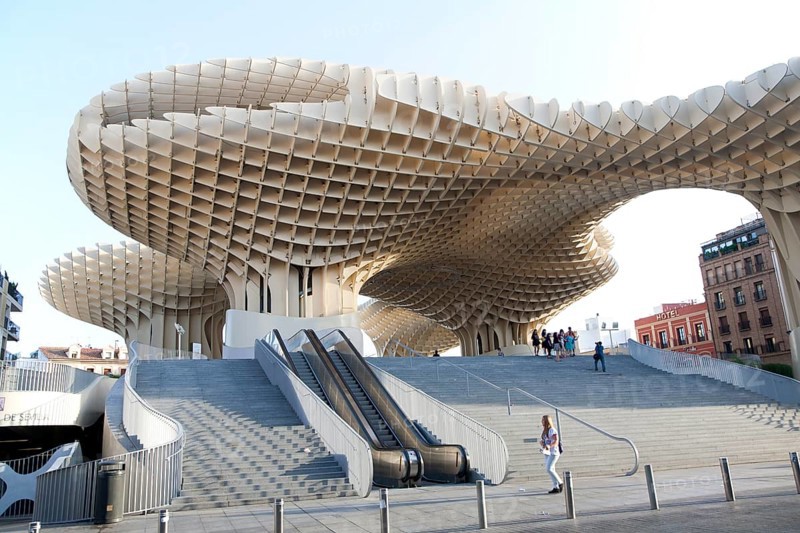 Metropol Parasol wooden structure in Plaza La Encarnacion, Seville, Spain, architect Jürgen Mayer-Hermann completed 2011, Europe