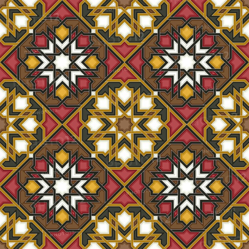 Islamic geometric seamless vector pattern