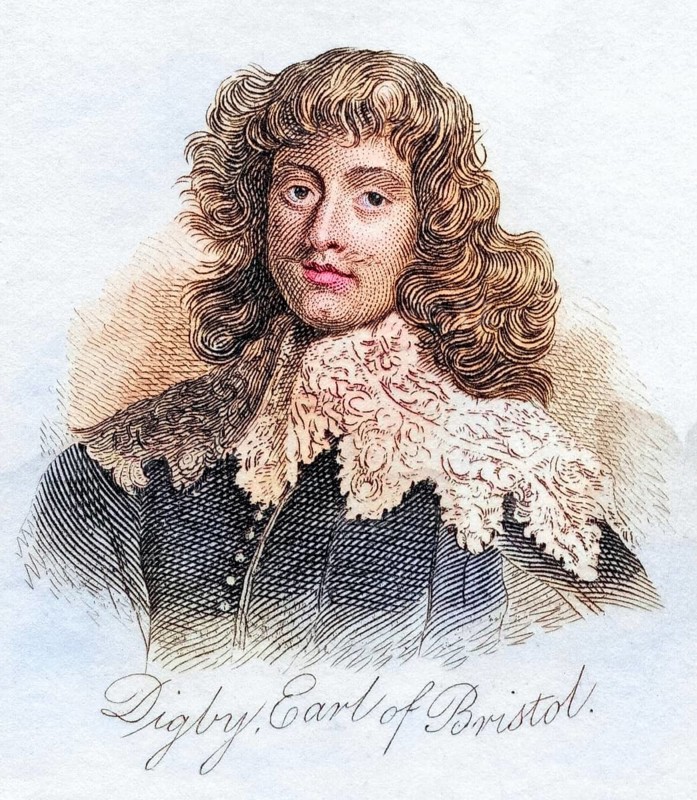 George Digby 2nd Earl of Bristol 1612, 1677 English Royalist Advisor to Kings Charles I and Charles II from the book Crabbs Historical Dictionary from 1825, Historical, digitally restored reproduction from a 19th century original, Record date not stated