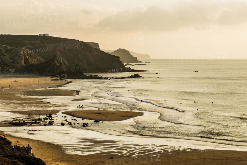 Sunset, Praia do Amado, Carrapateira, Algarve, West Coast, Atlantic Ocean, Portugal, Europe
