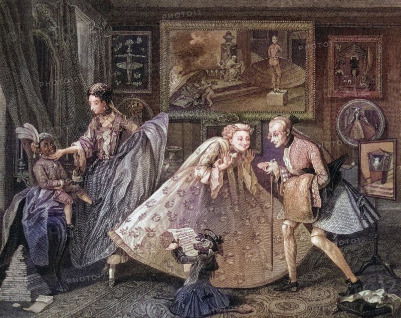 Taste in High Life From the original picture by Hogarth from The Works of Hogarth published London 1833, Historisch, digital restaurierte Reproduktion von einer Vorlage aus dem 19. Jahrhundert, Record date not stated