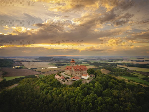 Aerial view, Wachsenburg, Thuringia, Germany, Europe