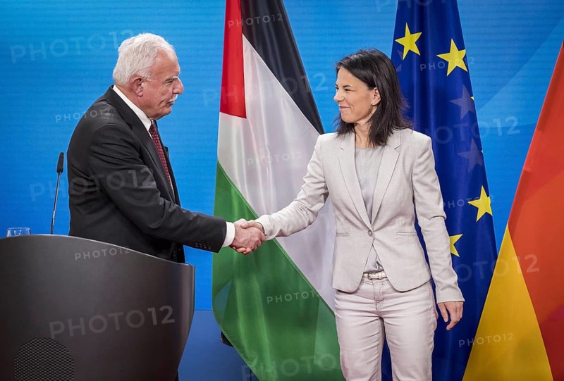 Annalena BÃ¤rbock (Alliance 90/The Greens), Federal Foreign Minister, meets Palestinian Foreign Minister Riyad al Maliki at the Federal Foreign Office. 'Photographed on behalf of the Federal Foreign Office'