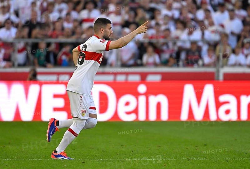 Deniz Undav VfB Stuttgart (26) Gesture Gesture MHPArena, MHP Arena Stuttgart, Baden-Württemberg, Germany, Europe