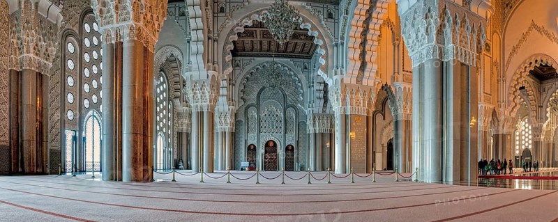 Mosque Hassan II Interior Panorama Casablanca Morocco