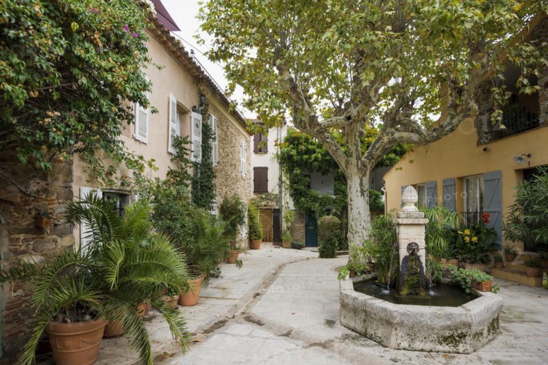Small village square, Grimaud, Département Var, Provence-Alpes-Côte d'Azur, South of France, France, Europe