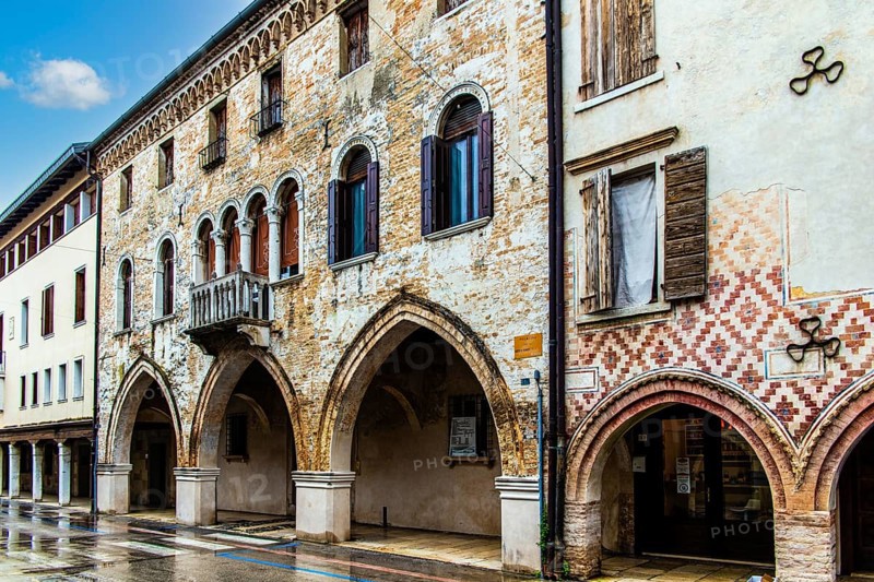 Palaces on the old town streets, medieval old town, Portogruaro, Veneto, Friuli, Italy, Portogruaro, Veneto, Italy, Europe