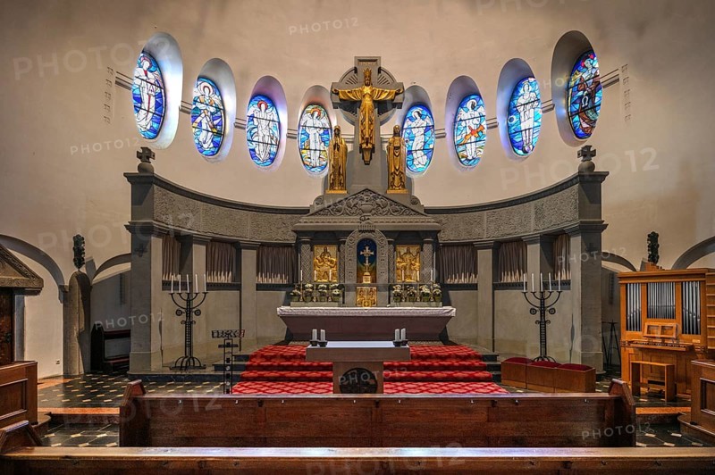 Chancel of St Otto's Church, built from 1912 to 1914 in Art Nouveau style, SiechenstraÃŸe 61, Bamberg, Upper Franconia, Bavaria, Germany, Europe