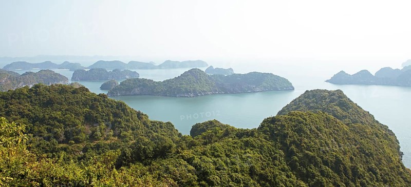 Karst rocks of Lan Ha Bay from Cannon Fort viewpoint, Cat Ba Island, Halong Bay, Vietnam, Asia