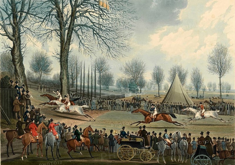 St Albans Grand Steeple Chase on 8 March, 1832, a famous horse race over cross country tracks in England from 1830 to 1839, Historic, digitally restored reproduction from a 19th century original, Record date not stated