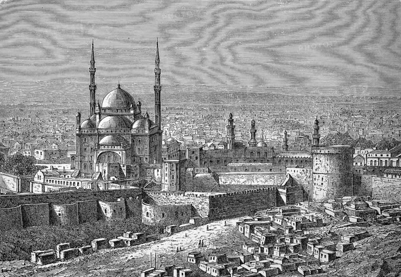Mohammed Ali Mosque on the Citadel of Cairo, Egypt, in 1880, Historical, digital reproduction of an original from the 19th century, Africa