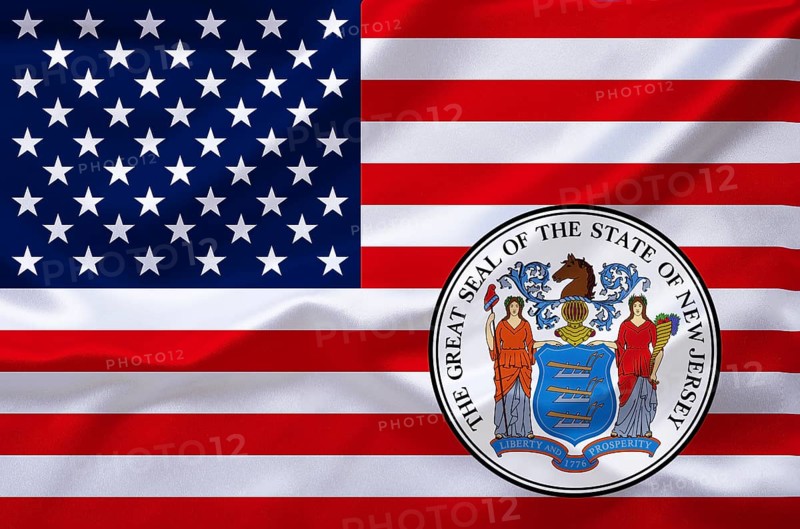 The flag of the USA with the coat of arms of New Jersey, Studio