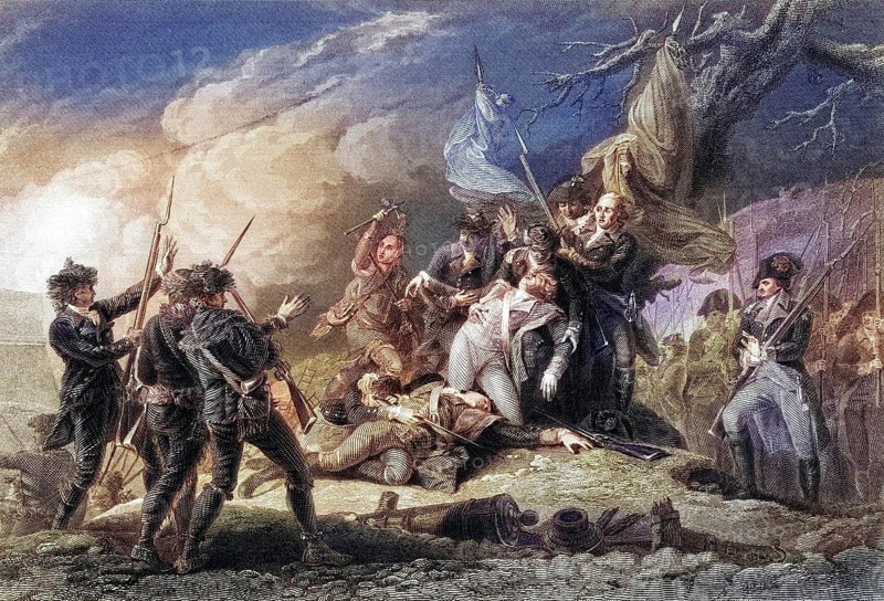 Death of General Montgomery, Battle of Quebec 1775, General Richard Montgomery, 1736-1775, American Officer of the Revolution, Historical, digitally restored reproduction from a 19th century original, Record date not stated