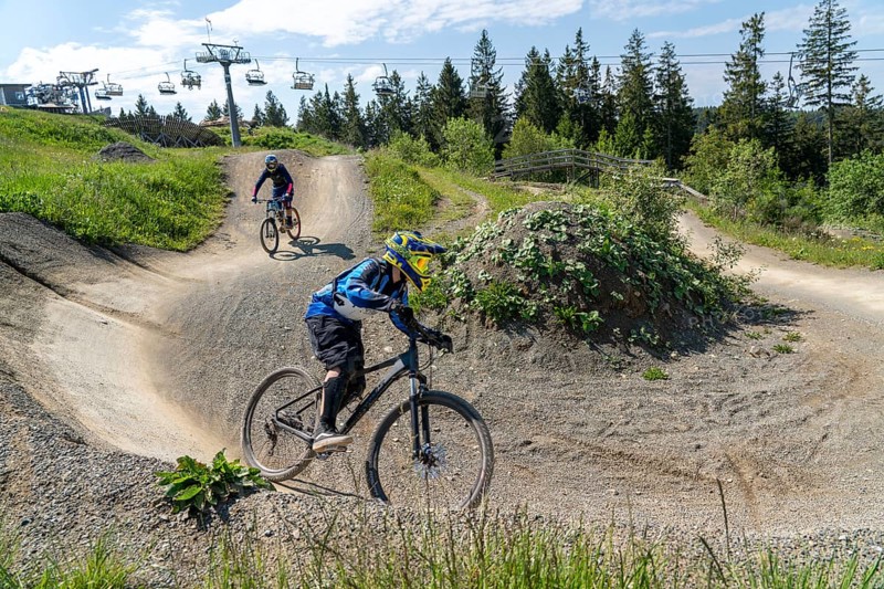 Bikepark Winterberg, on the Kappe mountain, 11 mountain bike downhill trails, in all levels of difficulty, Sauerland, North Rhine-Westphalia, Germany, Europe