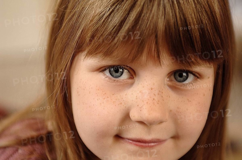 Little girl with freckles, 5 years, Close up, Bavaria, Germany, Europe