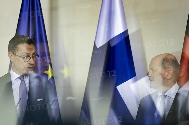 Alexander Stubb, President of the Republic of Finland, and Olaf Scholz (SPD), Federal Chancellor, during a press statement at the Federal Chancellery in Berlin, 8 May 2024