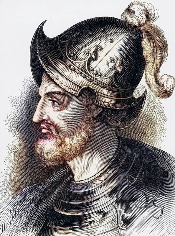 Stephen of Blois (ca. 1097-1154), grandson of William the Conqueror, King of England from 1135 after the death of his uncle Henry I. His claim to the throne was contested by Henry's daughter Matilda, which plunged the country into civil war, Historical, digitally restored reproduction from a 19th century original, Record date not stated