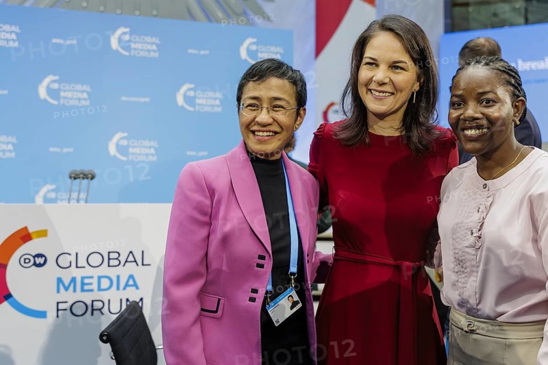 Annalena BÃ¤rbock (Alliance 90/The Greens), Federal Foreign Minister meets Maria Ressa and Culton Scovia on the panel at the Global Media Forum in Bonn, 12 June 2024