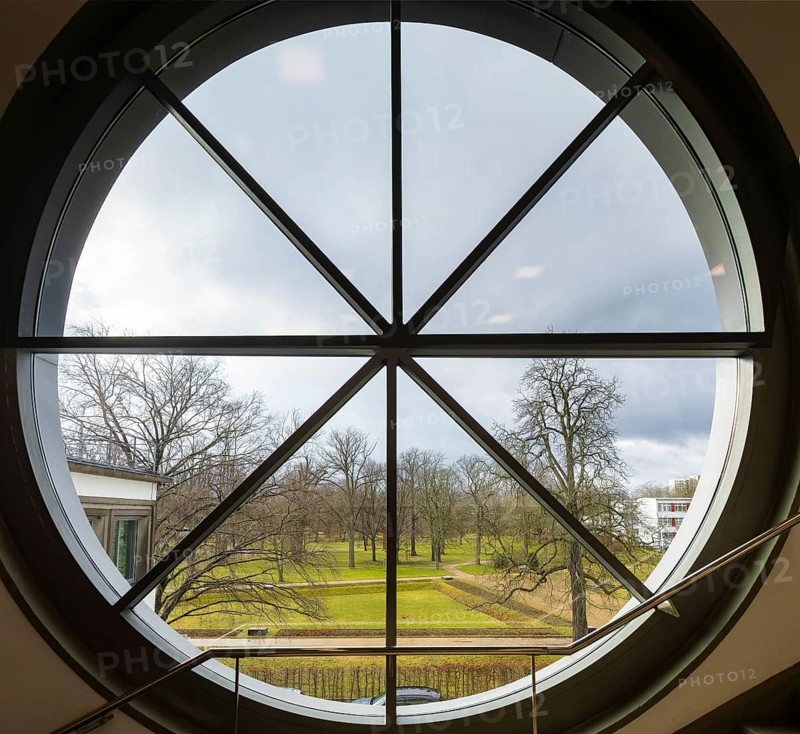 Founded in 1912, the Deutsches Hygiene-Museum is a museum in Dresden. It sees itself as a public forum for science, culture and society. Round staircase window