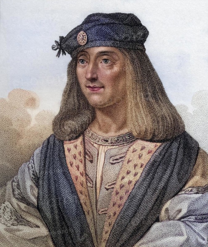 James IV King of Scotland 1473, 1513 King of Scotland 1473, 1513, James IV King of Scotland 1473, 1513 Engraved by Gerimia from the book A catalogue of Royal and Noble Authors Volume V published 1806, Historic, digitally restored reproduction from a 19th century original, Record date not stated