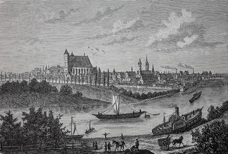 City of Ingolstadt in Bavaria, Germany, in 1880, Historical, digital reproduction of an original from the 19th century, Europe