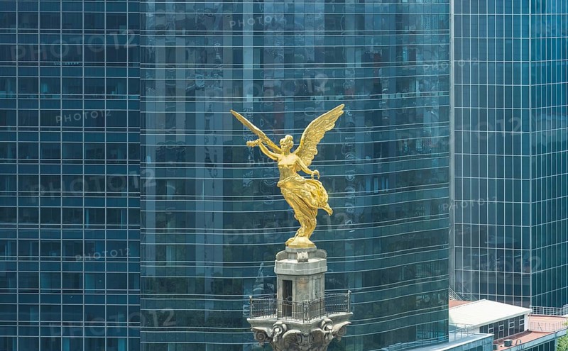 Mexico City tourist attraction Angel of Independence column near financial center and El Zocalo