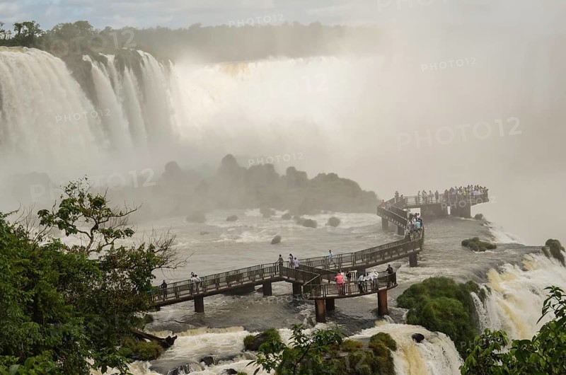 Beautiful photo of the Iguassu Falls, the highest water flow in the world's cataracts, Foz do Iguacu, Parana, Brazil, South America