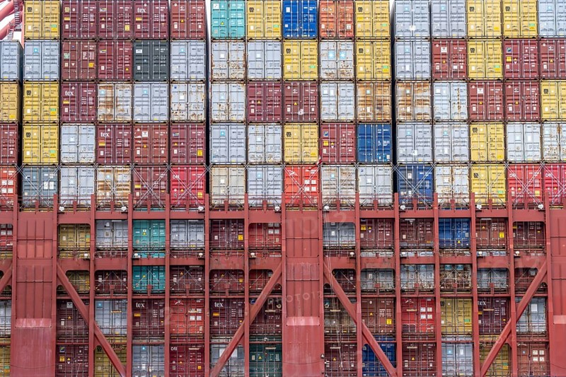 Magleby Maersk container freighter at EUROGATE Container Terminal, Waltershofer Hafen, one of the largest container ships in the world, capacity of 18, 270 TEU, Triple E class, Hamburg, Germany, Europe