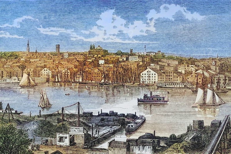 Baltimore Maryland in the 1870s. From American Pictures Drawn With Pen And Pencil by Rev Samuel Manning c. 1880, United States, America, Historic, digitally restored reproduction from a 19th century original, Record date not stated, North America